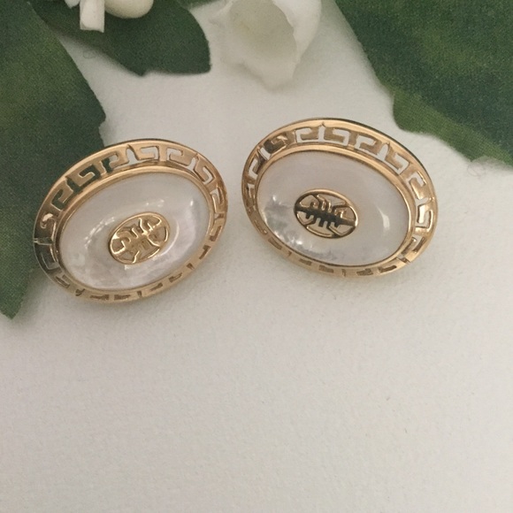 MOTHER OF PEARL GOLD EARRINGS - Picture 8 of 8